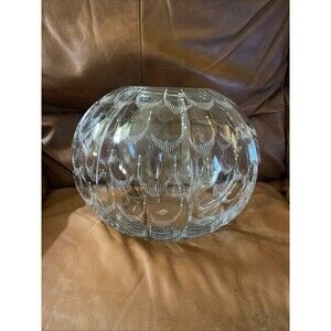 Vintage Designer Lisa Jenks Large  Etched Glass Fish Bowl Vase